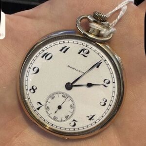 Hamilton 17 Jewel 14kt Gold Filled Pocket Watch White Dial Mechanical Year 1921